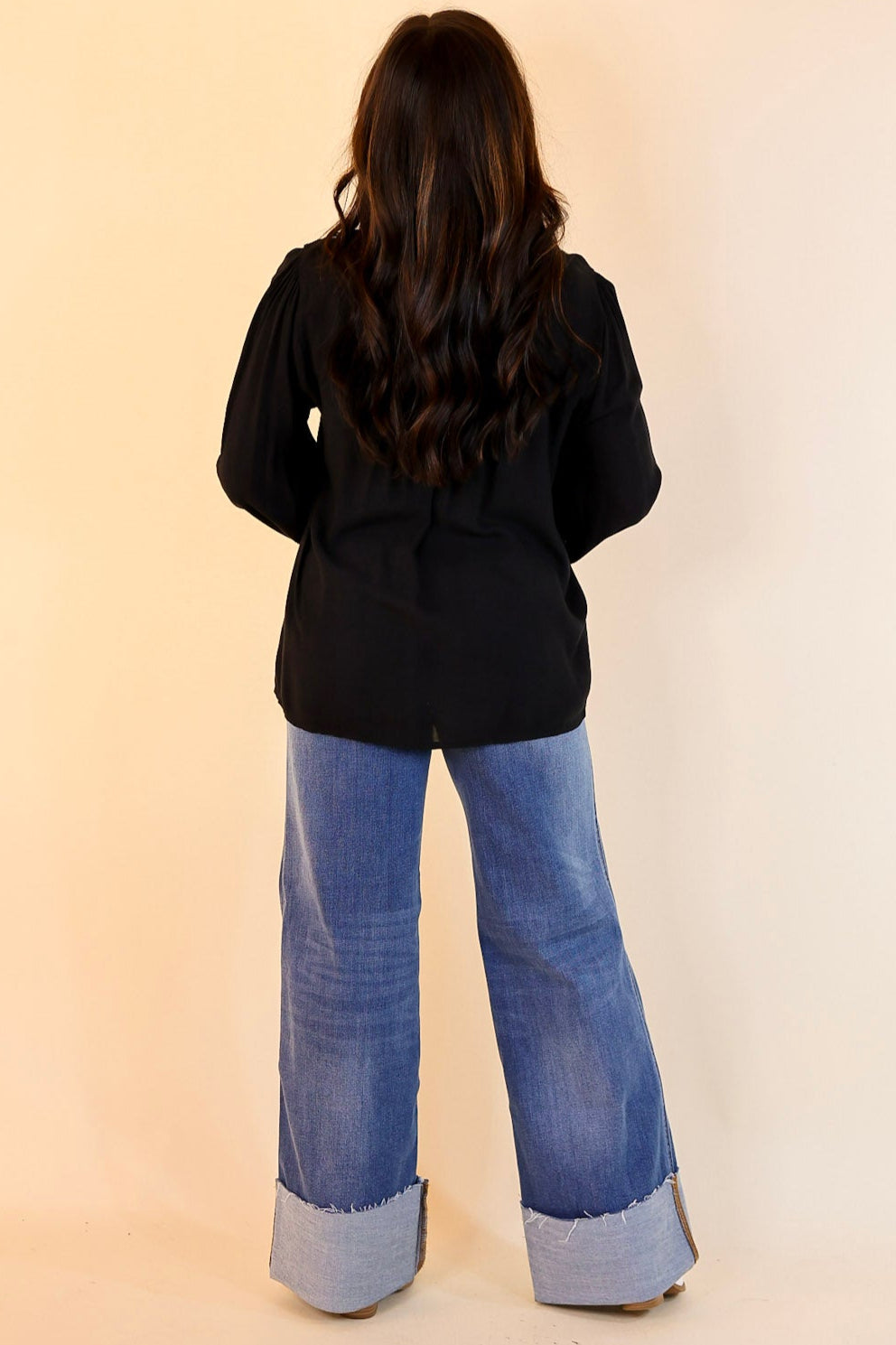 Premium Embroidered Long Sleeve Top - Wake Up Call Black