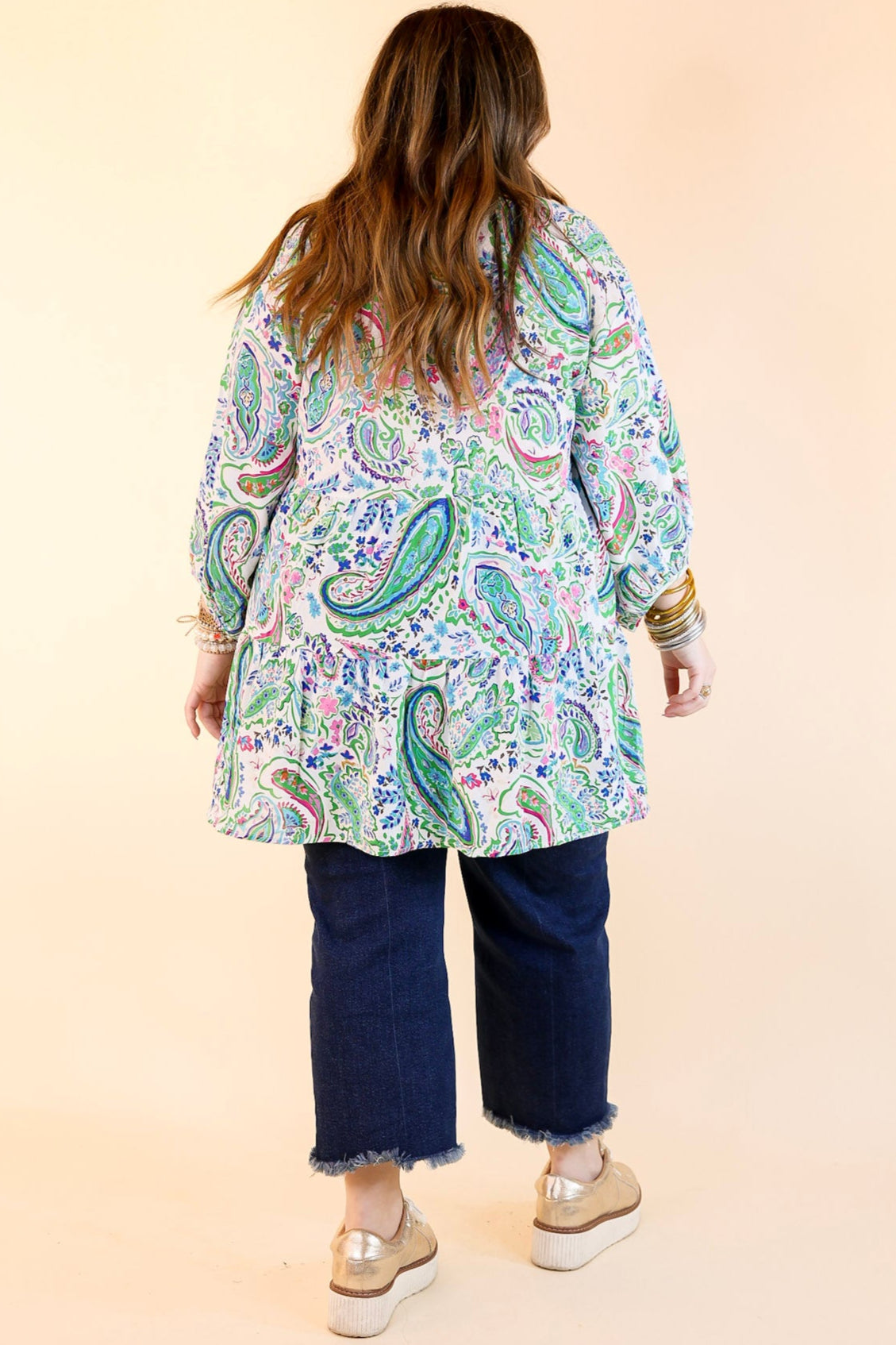 Premium Meadow Melody Paisley Babydoll Top - Green Mix | Ultimate Comfort & Style