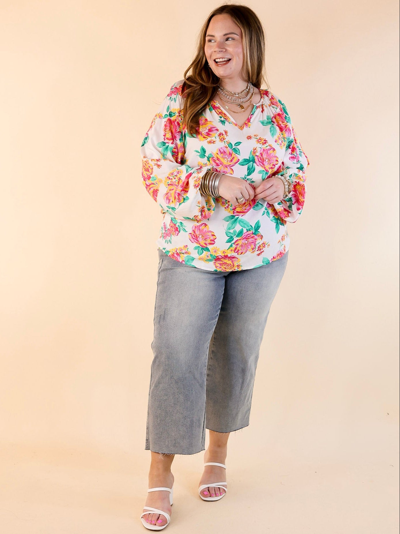 Premium Floral V-Neck Long Sleeve Top – Ultimate Spring Style