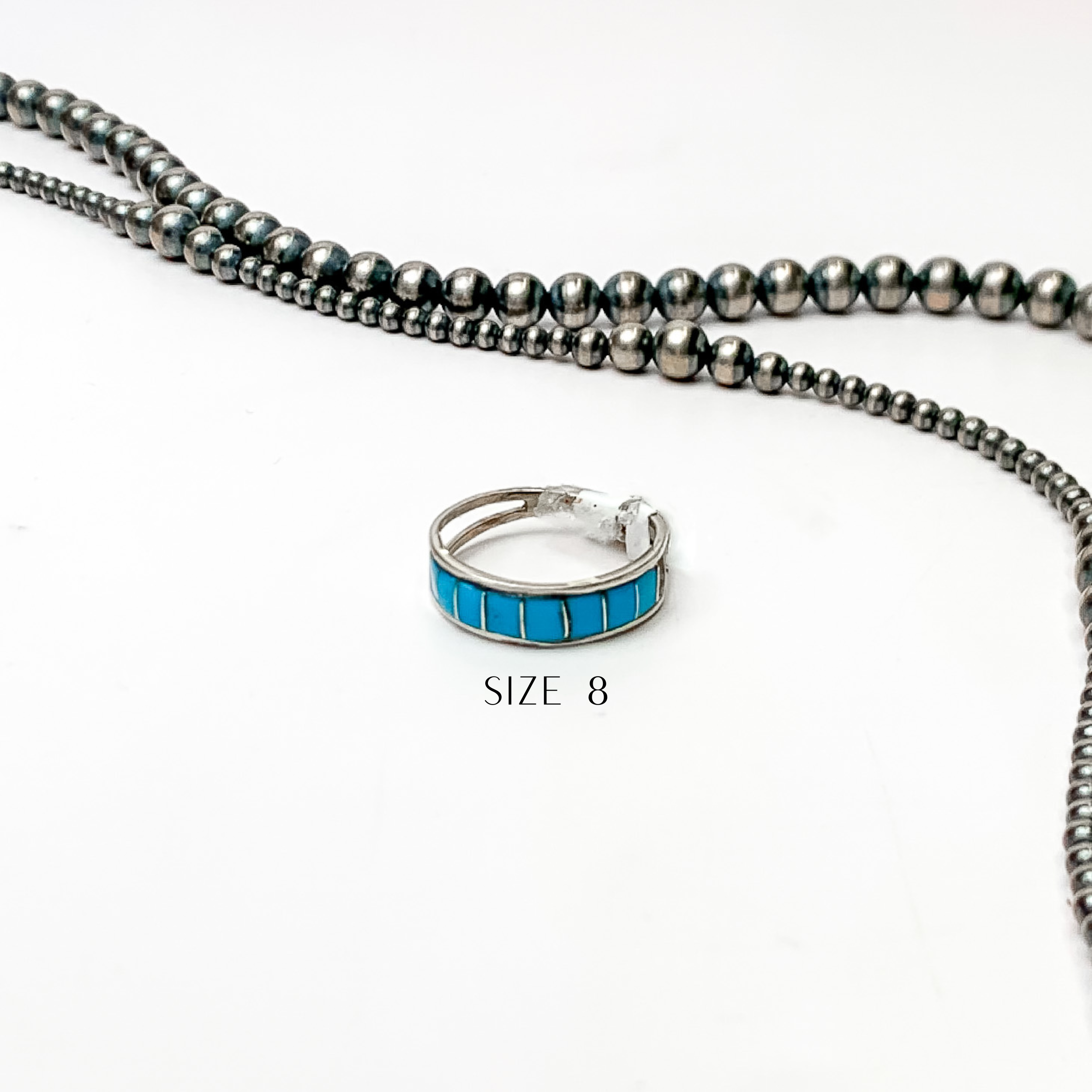 Premium Navajo Handmade Sterling Silver Ring with Deep Blue Turquoise Inlay | Authentic Native American Jewelry
