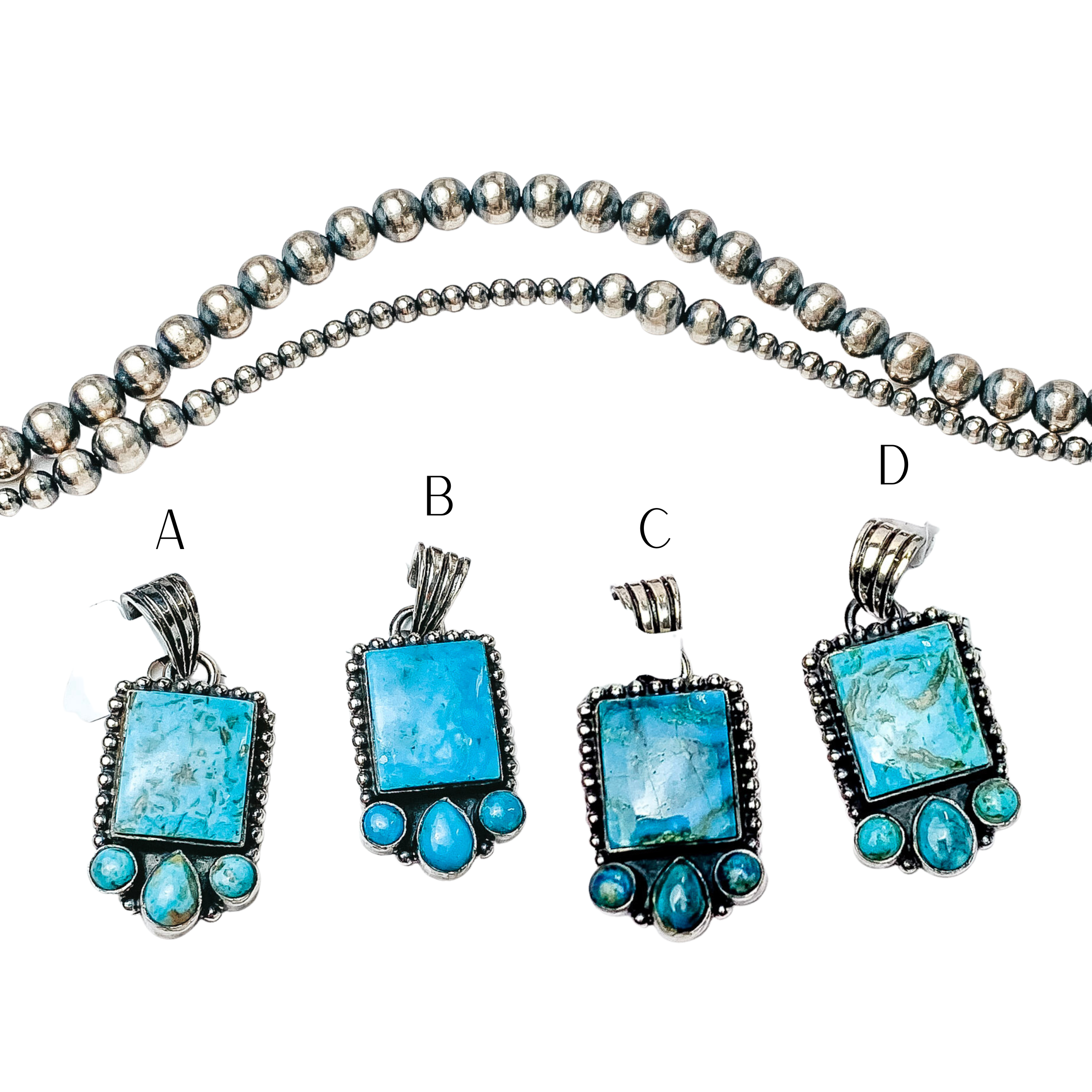 Premium HaDa Collections | Sterling Silver & Genuine Kingman Turquoise Pendant with Accent Stones