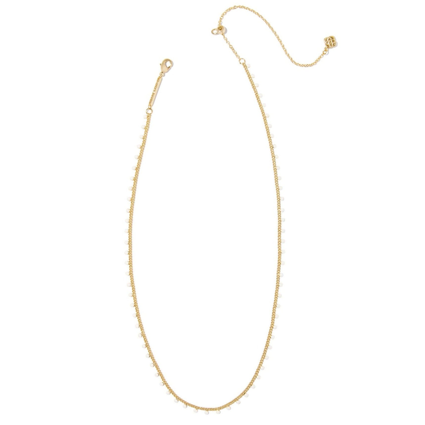Premium Kendra Scott Kelsey Gold Strand Necklace | White Enamel Elegance