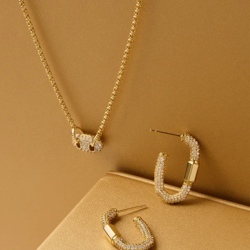 Premium Kendra Scott Emery Gold Hoop Earrings with White Crystal | Ultimate Elegance