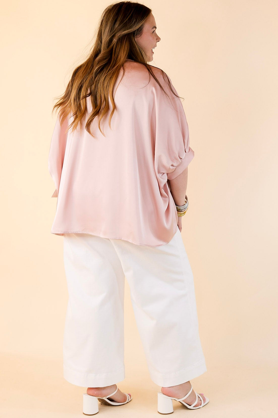 Premium Light Pink Oversized Blouse – Chic & Versatile