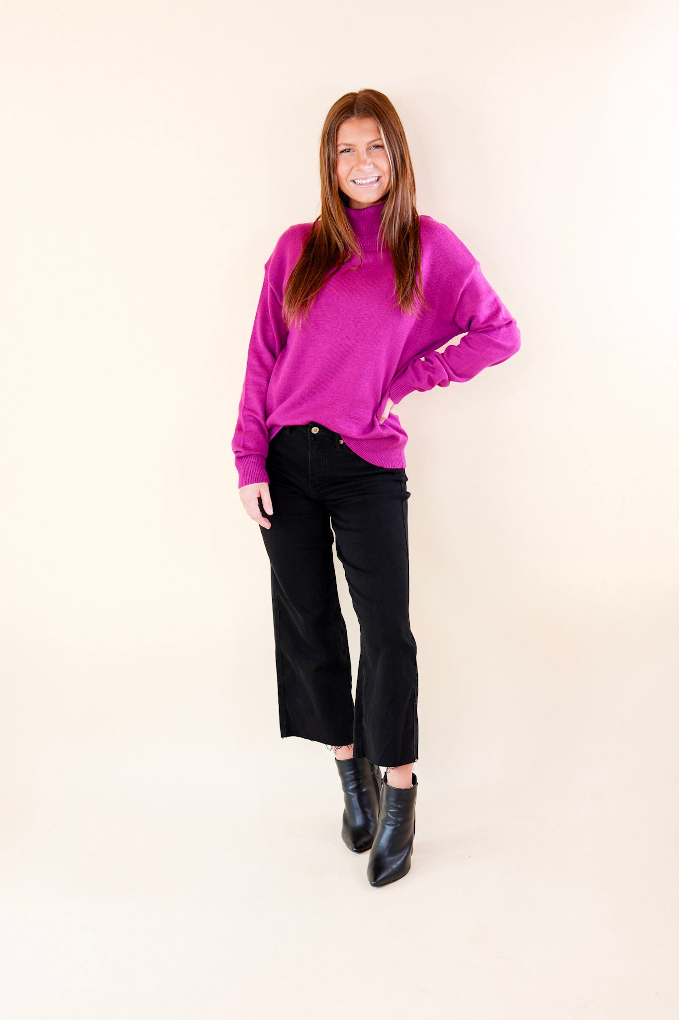 Premium Cozy Turtle Neck Sweater - Magenta | Ultimate Winter Comfort