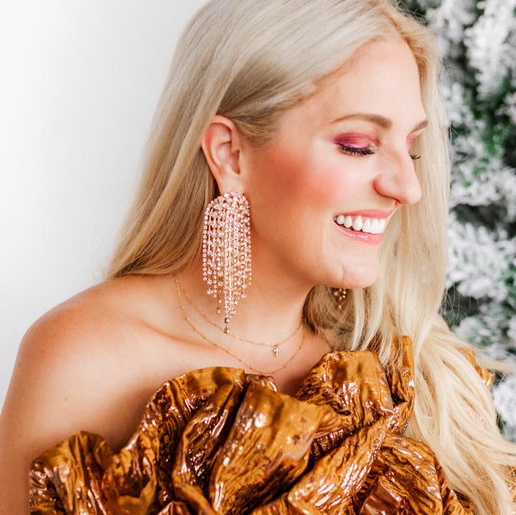 Linny Co | Ultimate Grayson Gold Tone Crystal Chandelier Earrings