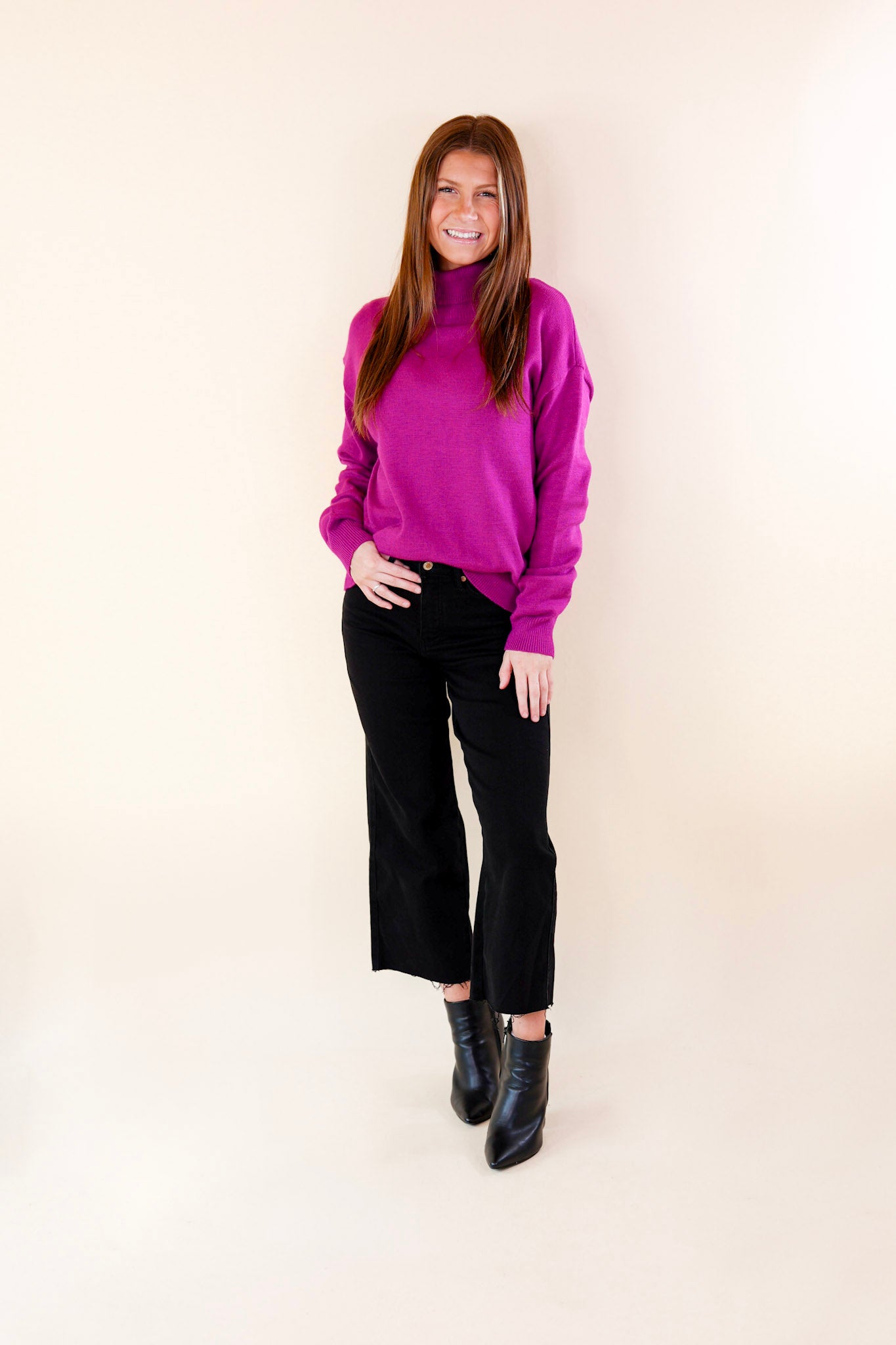 Premium Cozy Turtle Neck Sweater - Magenta | Ultimate Winter Comfort