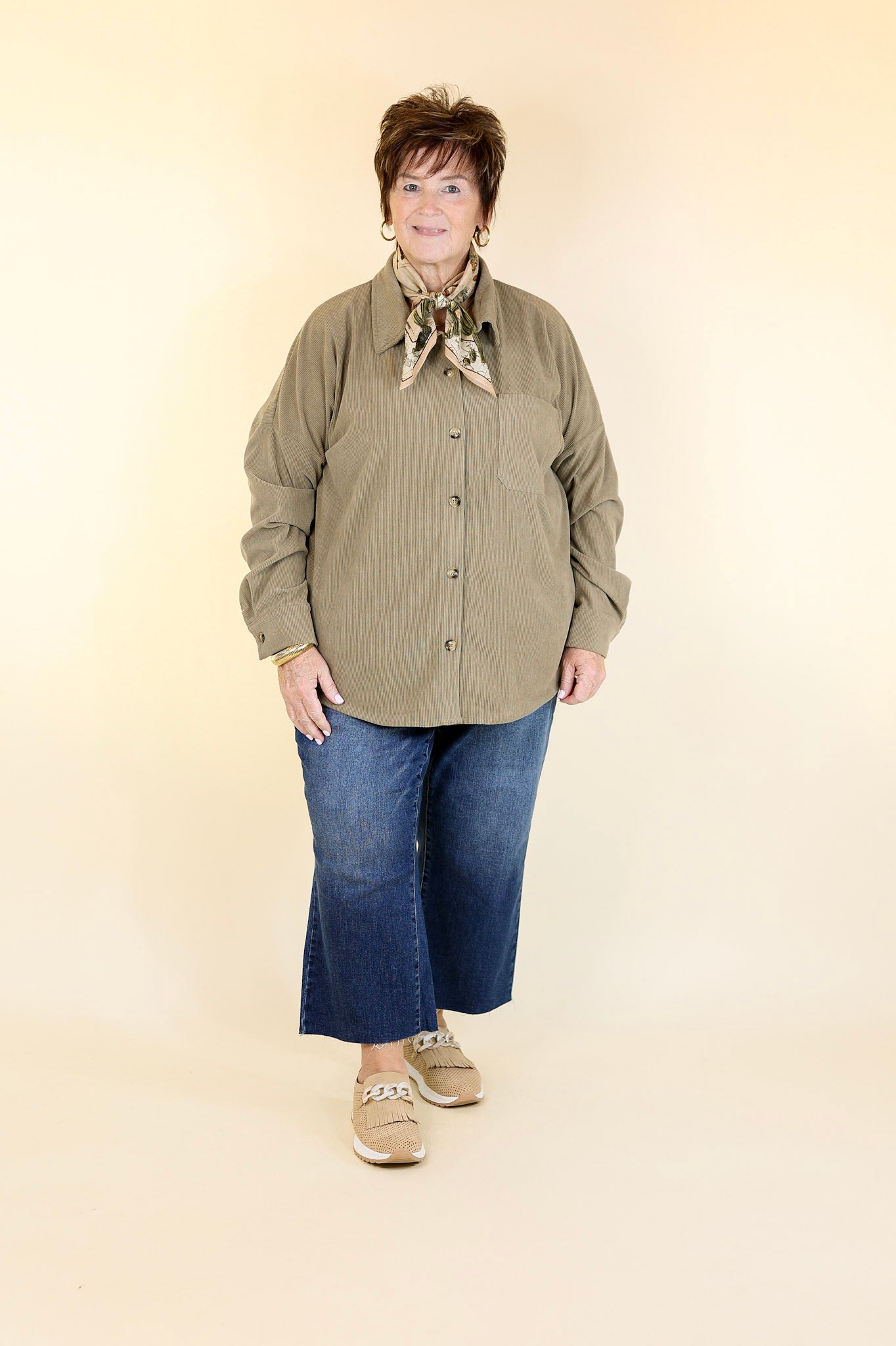 Premium Olive Green Corduroy Shacket – Ultimate Comfort & Style