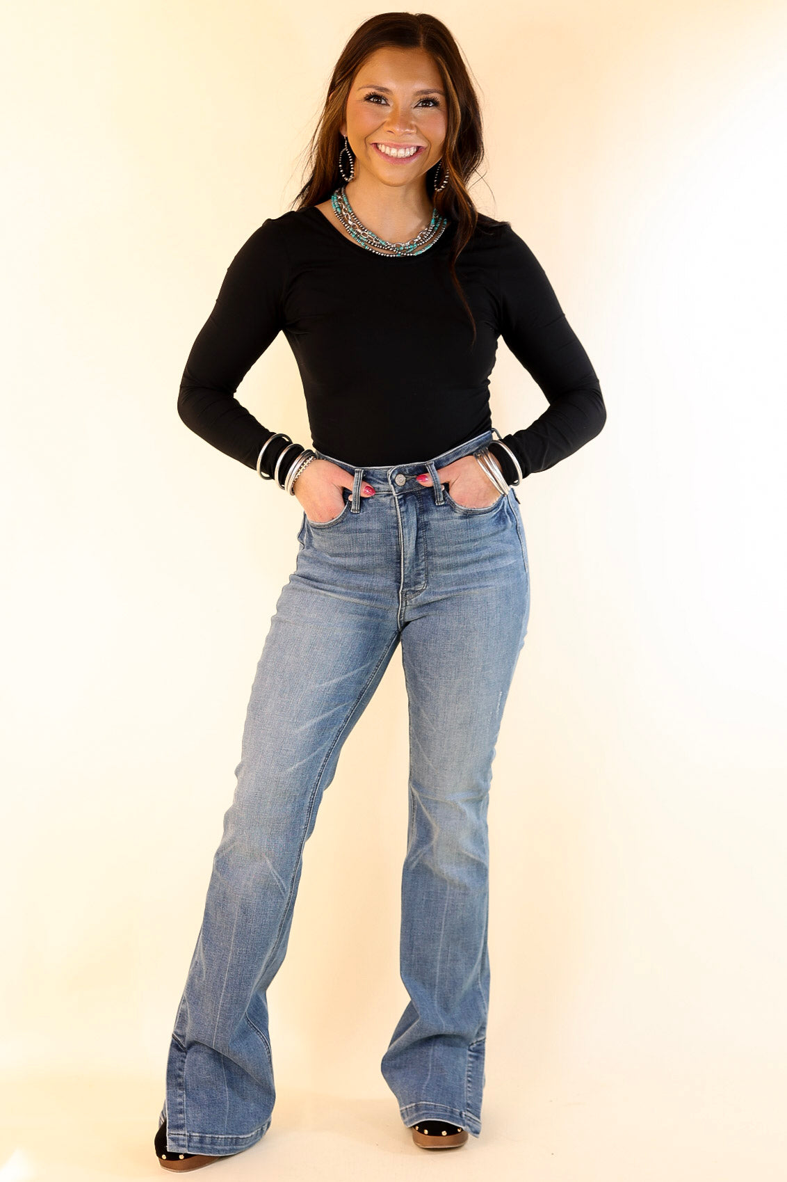 Judy Blue | Ultimate Tummy Control High Waisted Slim Bootcut Jeans with Side Slit - Vintage Medium Wash