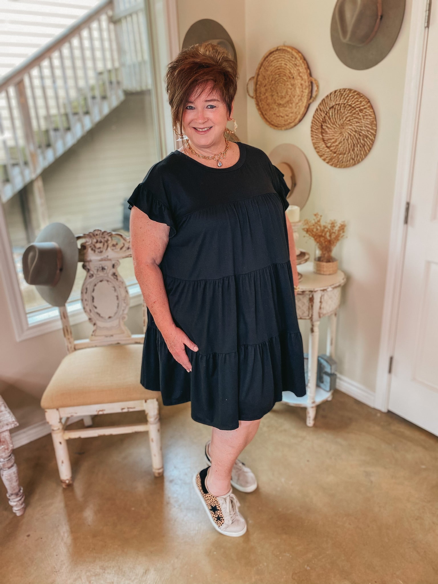 Premium Black Ruffle Tiered Dress - Ultimate Flattering Fit for Every Body Type