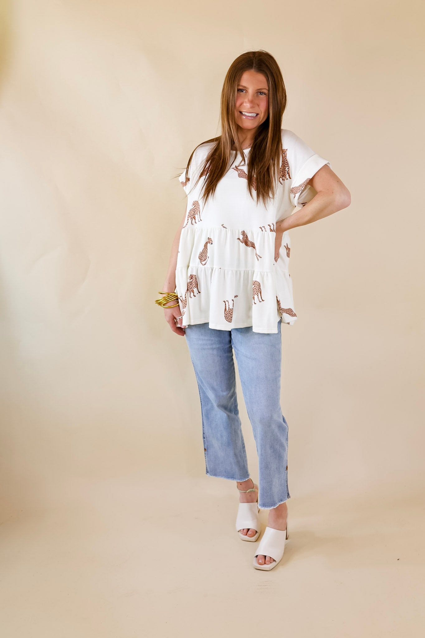 Premium Cheetah Print Tiered Babydoll Top - Ivory | Ultimate Style Upgrade