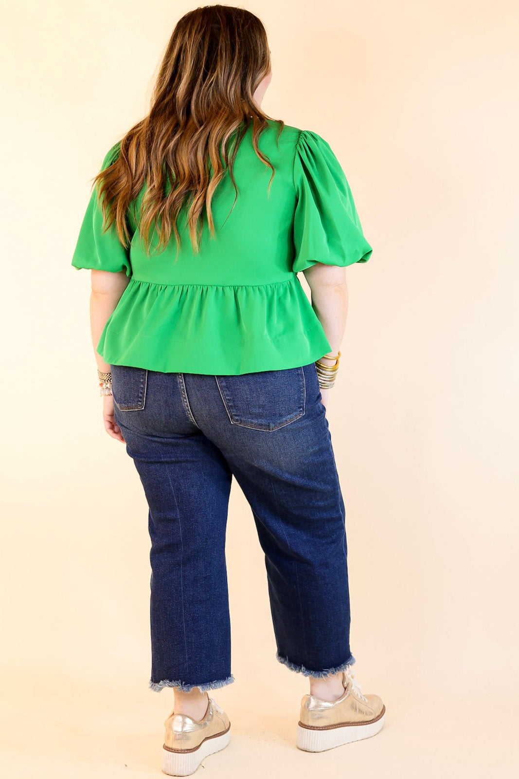 Premium Green Bow Tie Puff Sleeve Top - Ultimate Style Upgrade