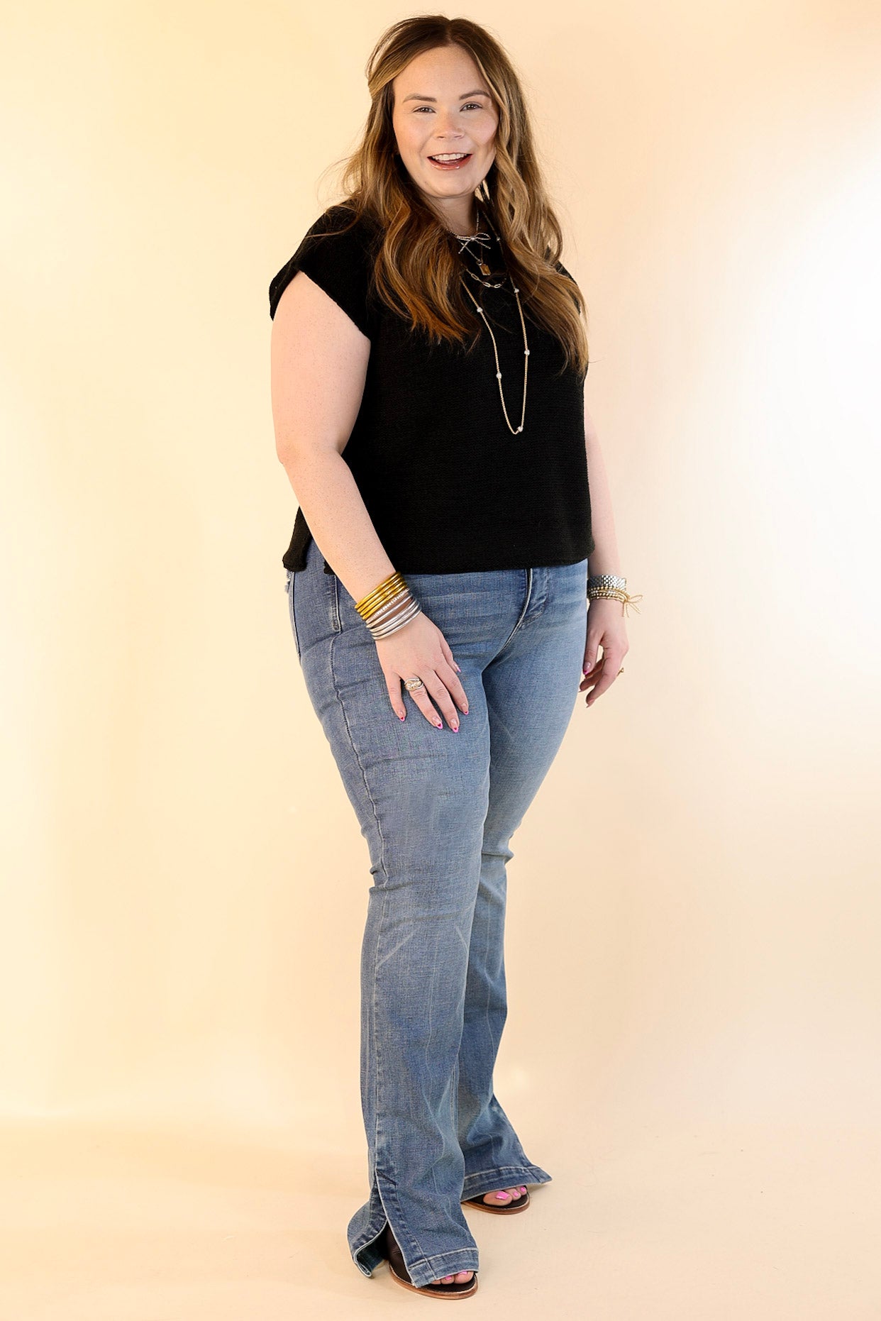 Judy Blue | Ultimate Tummy Control High Waisted Slim Bootcut Jeans with Side Slit - Vintage Medium Wash
