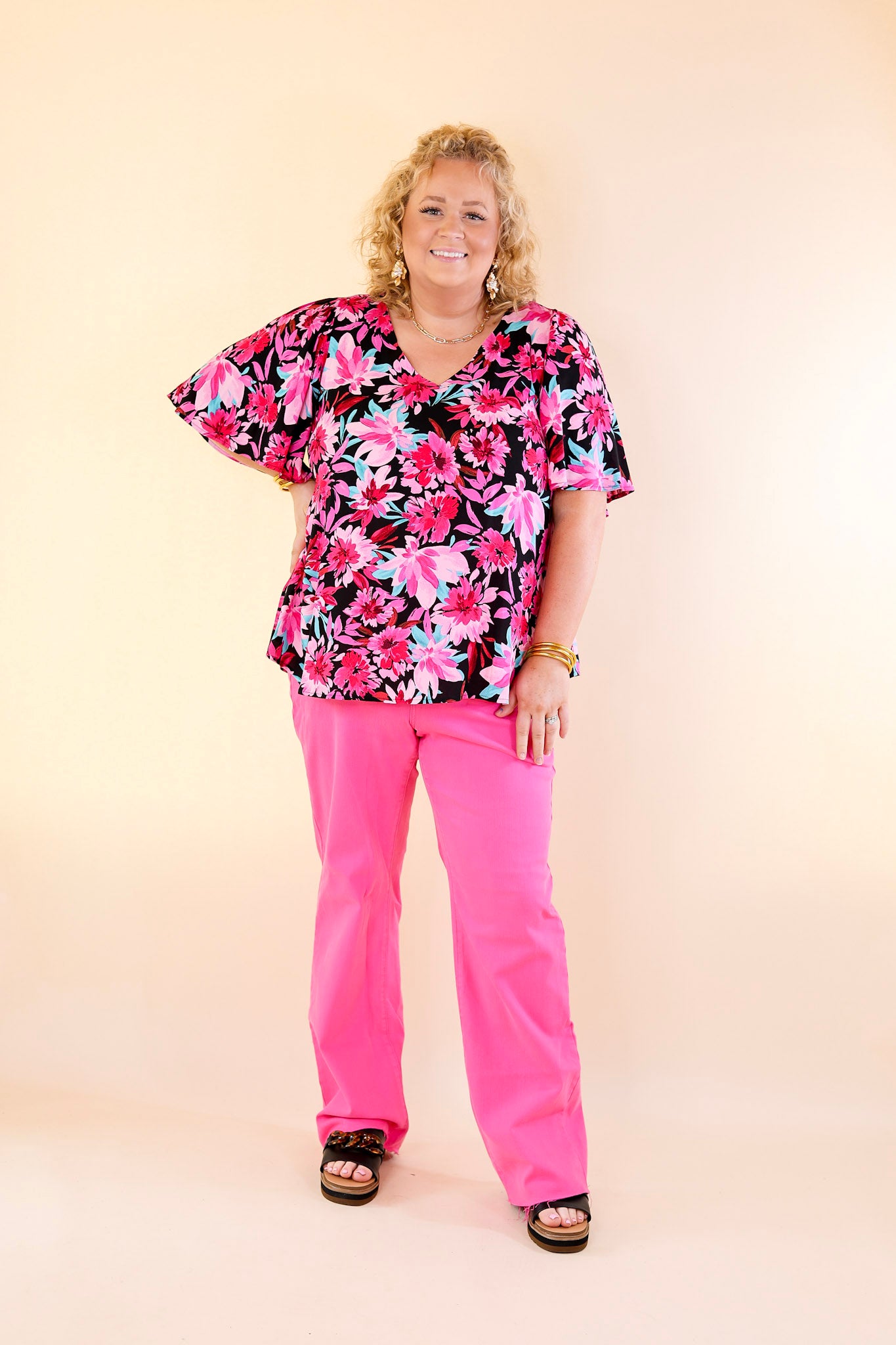 Premium Black Floral V-Neck Blouse - Ultimate Style Upgrade
